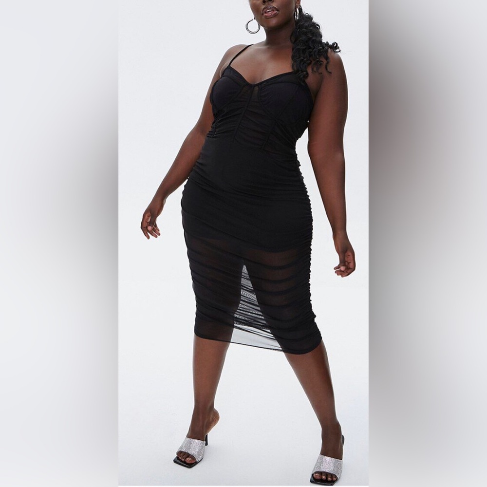 Ruched Mesh Dress